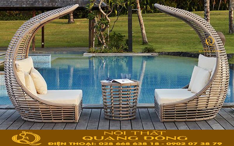 Bàn ghế giả mây QD-2079 ứng dụng trong nhiều không gian Bàn ghế giả mây QD - 2079 tạo điểm nhấn thu hút cho nhiều không gian ngoài trời