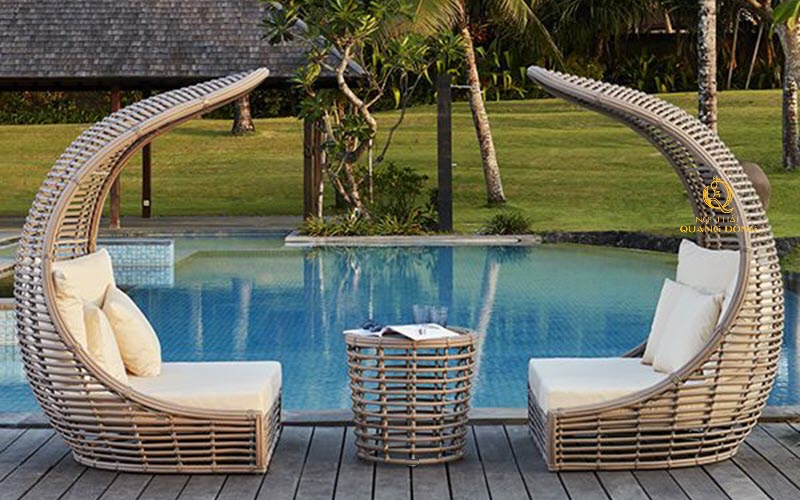 Bàn ghế giả mây QD - 2079 hình dáng ấn tượng thu hút mọi ánh nhìn
