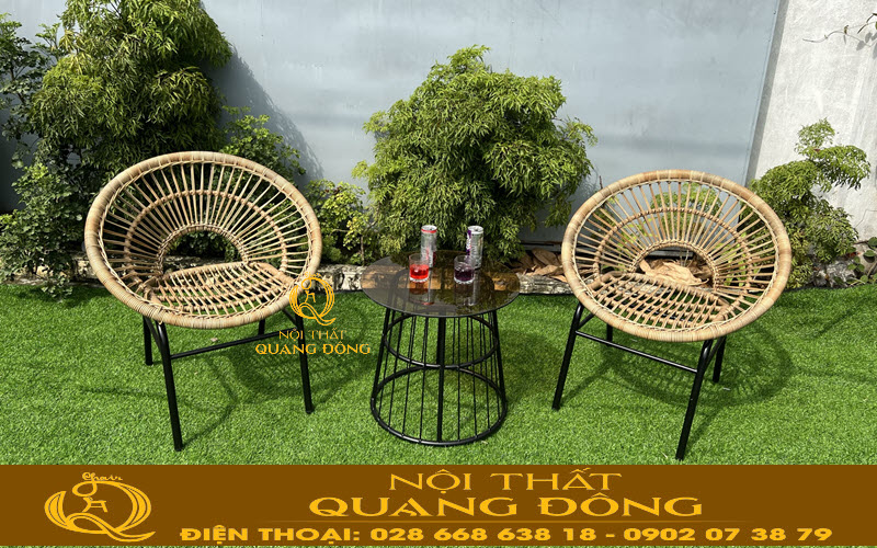 Bàn ghé giả mây dùng cho ban công set 1 bàn 2 ghế