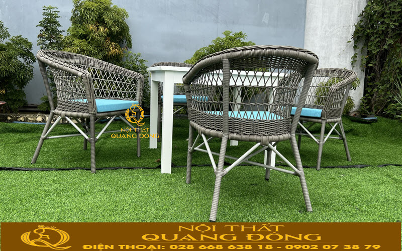 Bộ 1 bàn 4 ghế giả mây sang trọng QD-2084