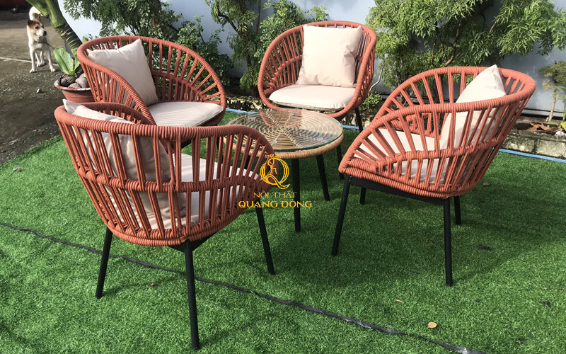 Bộ 1 bàn 4 ghế giả mây cao cấp QD-2085