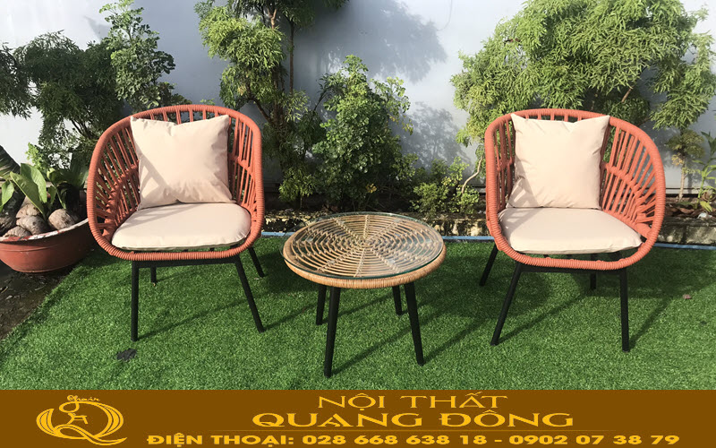 Bộ 1 bàn 2 ghế giả mây cao cấp