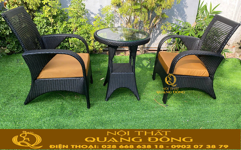 Bàn ghế mây nhựa QD-2108 Nội thất Quang Đông