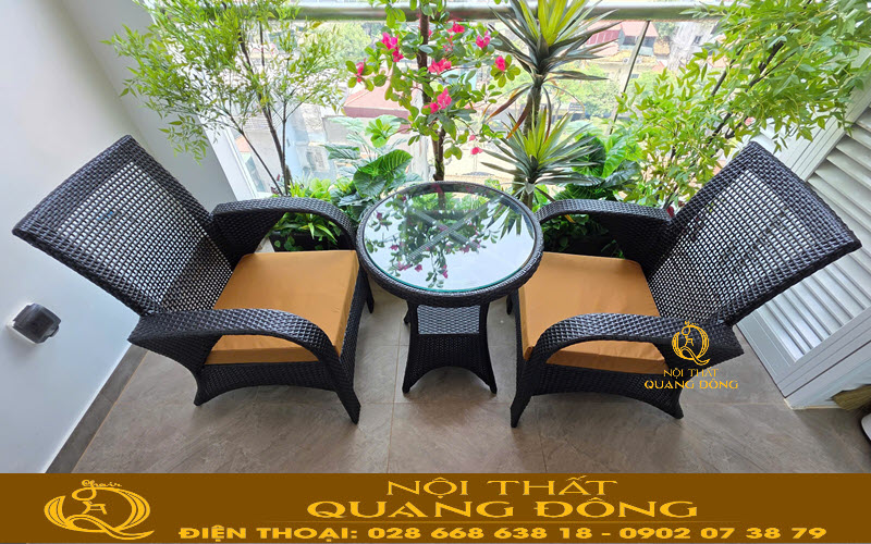 Bộ bàn ghế giả mây QD-2108 mang phong cách thư giãn tối đa cho người dùng Bàn ghế giả mây phong cách thư giãn