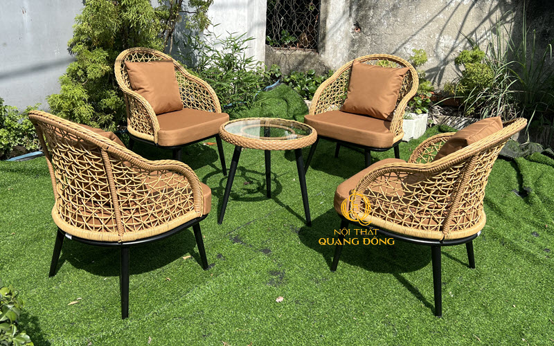 Bàn ghế giả mây QD-2114 tạo điểm nhấn tinh tế cho không gian