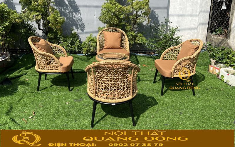 Bàn ghế giả mây QD-2114 tạo góc nghỉ dưỡng trong chính không gian của bạn