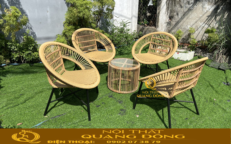 Bàn ghế giả mây QD-2115 phù hợp với nhiều công trình