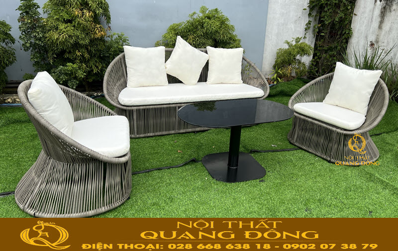 Bàn ghế ngoài trời giả mây cao cấp QD-277