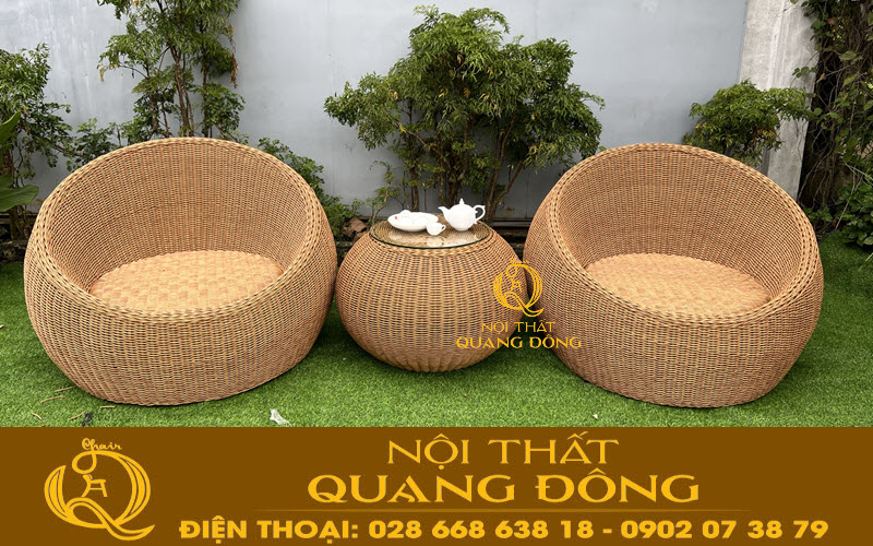 Mẫu ghế giả mây tròn hình trứng độc lạ của nhà sản xuất bàn ghế Nội Thất Quang Đông