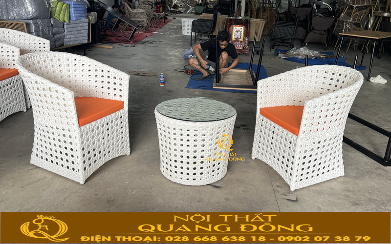 Bàn ghế giả mây QD-343 ứng dụng đa dạng, bền đẹp, phù hợp cho mọi không gian