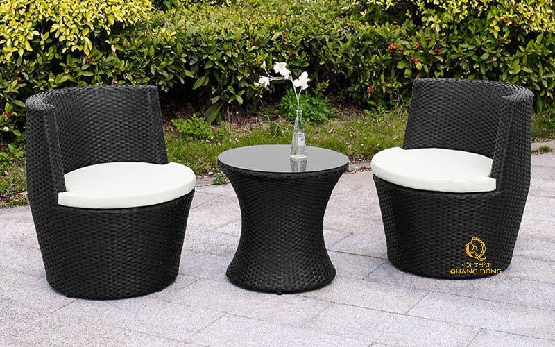 Bàn ghế mây nhựa QD-367 cho ban công Bàn ghế mây nhựa QD-367 Nội thất Quang Đông