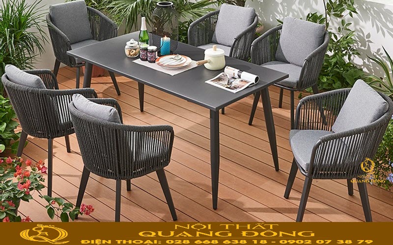 Bàn ghế giả mây QD-374 bàn ghế đan nhựa giả mây cao cấp, thiết kế sang trọng.