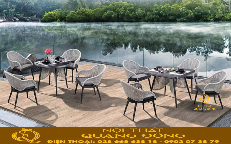 Mẫu bàn ghế giả mây QD-376 cho không gian sử dụng thêm sang trọng c=và giúp người sử dụng thoải mái