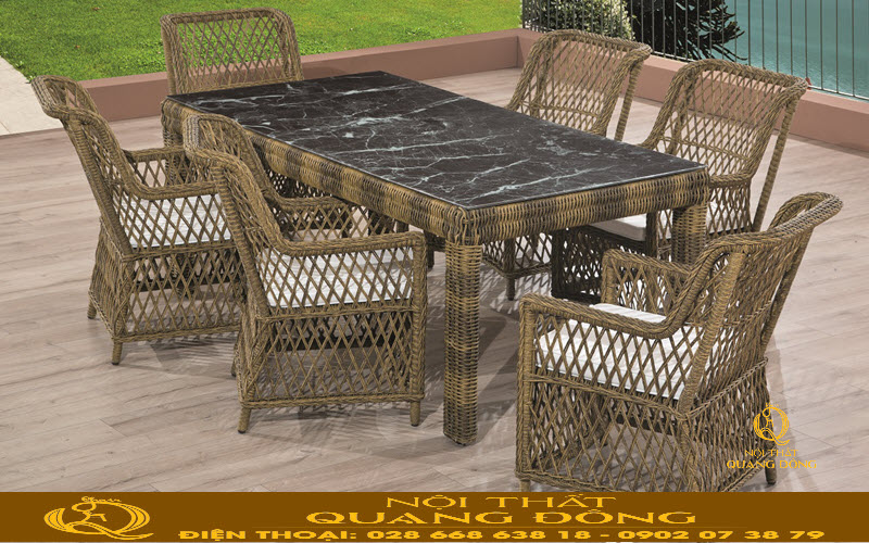 Bàn ghế giả mây QD-379 sang trọng sử dụng cho mọi không gian