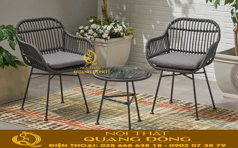 Bàn ghế giả mây với tính thẩm mỹ cao cho nội ngoại thất ngoài trời Bàn ghế giả mây cho không gian ngoài trời
