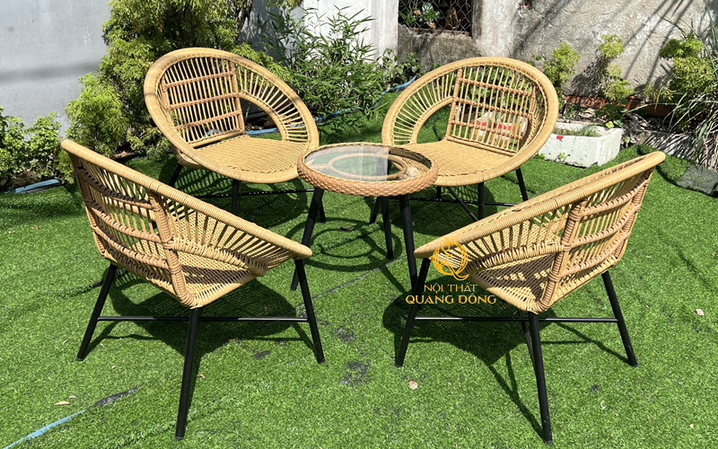 Bộ bàn ghế giả mây QD-2115 1 bàn 4 ghế tiện lợi cho người dùng