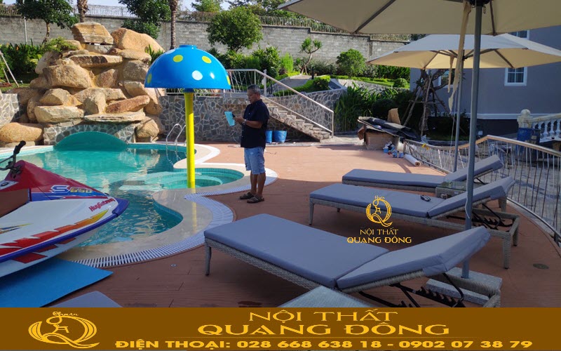Ghế nằm hồ bơi sản xuất theo yêu cầu Ghế nằm hồ bơi ngày càng được ưa chuộng và sử dụng nhiều đặc biệt là bằng chất liệu mây nhựa