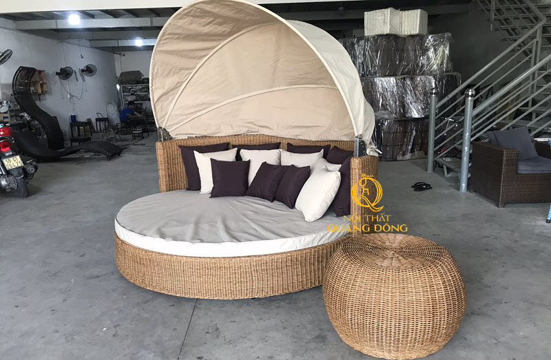 Giường tắm nắng giả mây QD-517 sản xuất bởi nội thất Quang Đông