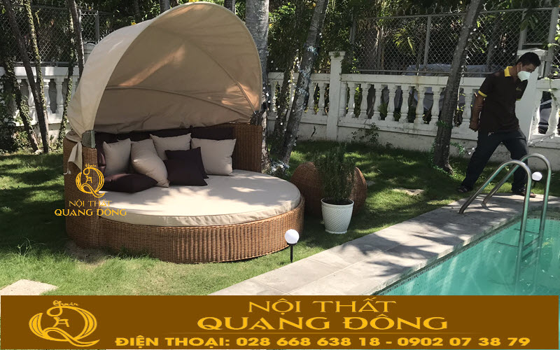 Giường tắm nắng tại Nội thất Quang Đông dễ vệ sinh và bảo quản