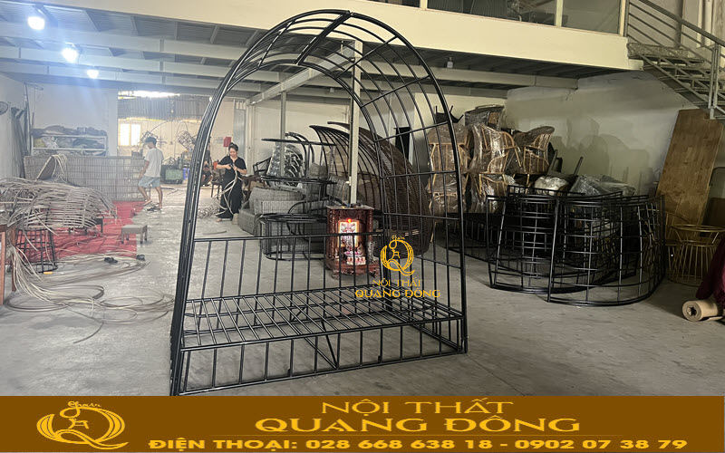 Khung sườn sofa mây nhựa QD - 708 tại xưởng Nội thất Quang Đông