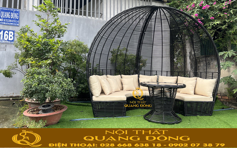 Sofa mây nhựa QD - 755 với sợi mây nhựa cao cấp