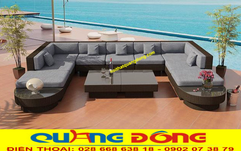Sofa giả mây thiết kế lắp giáp tiện lợi bạn có thể tạo thành hình chữ U hay bộ sofa góc thay đổi không gian luôn mới mẻ